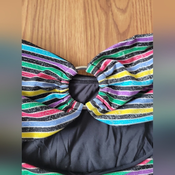 WeWoreWhat Womens O-Ring Bandeau Multicolor Striped One-Piece Size XS - Picture 2 of 5